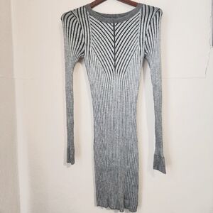 Gray Ribbed Knit Dress